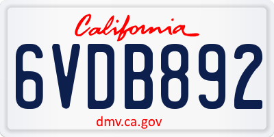 CA license plate 6VDB892
