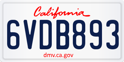 CA license plate 6VDB893