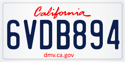 CA license plate 6VDB894