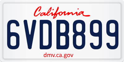 CA license plate 6VDB899