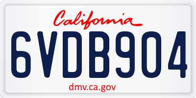 CA license plate 6VDB904