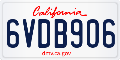 CA license plate 6VDB906