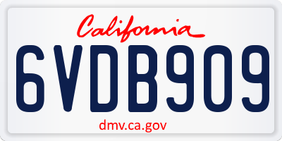 CA license plate 6VDB909