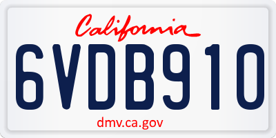 CA license plate 6VDB910