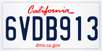 CA license plate 6VDB913