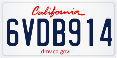 CA license plate 6VDB914