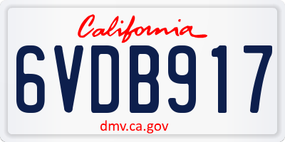CA license plate 6VDB917