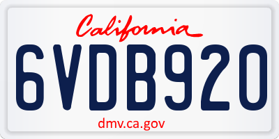 CA license plate 6VDB920