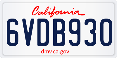 CA license plate 6VDB930