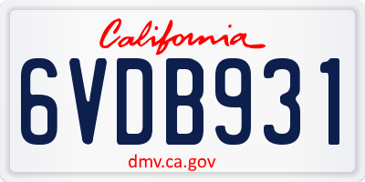 CA license plate 6VDB931