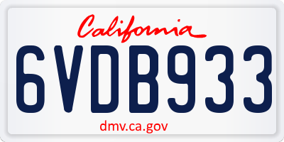 CA license plate 6VDB933