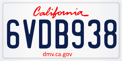 CA license plate 6VDB938