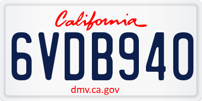 CA license plate 6VDB940