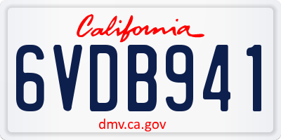CA license plate 6VDB941