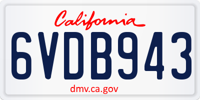 CA license plate 6VDB943