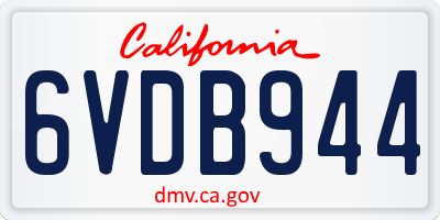 CA license plate 6VDB944