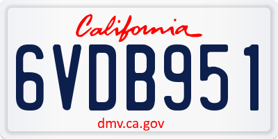 CA license plate 6VDB951