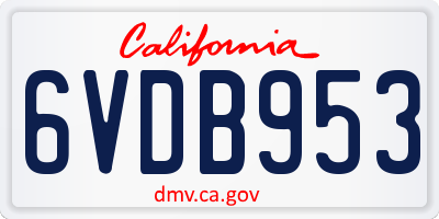 CA license plate 6VDB953