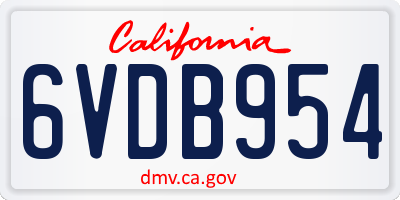 CA license plate 6VDB954