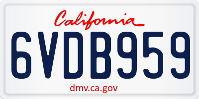 CA license plate 6VDB959