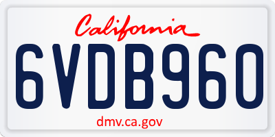 CA license plate 6VDB960