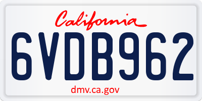 CA license plate 6VDB962