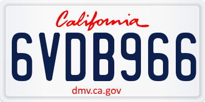 CA license plate 6VDB966