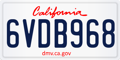 CA license plate 6VDB968