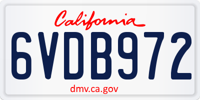 CA license plate 6VDB972