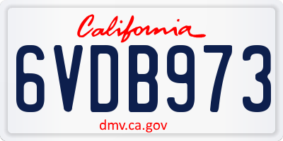 CA license plate 6VDB973