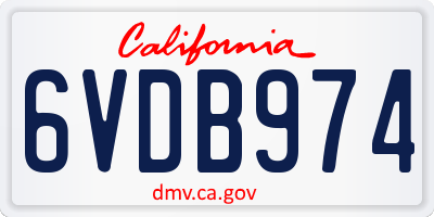 CA license plate 6VDB974
