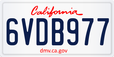 CA license plate 6VDB977