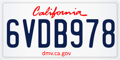 CA license plate 6VDB978