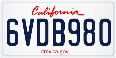 CA license plate 6VDB980
