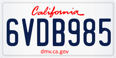 CA license plate 6VDB985