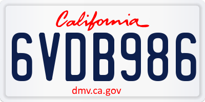 CA license plate 6VDB986
