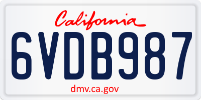CA license plate 6VDB987