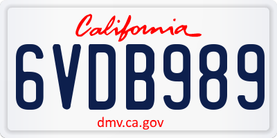 CA license plate 6VDB989
