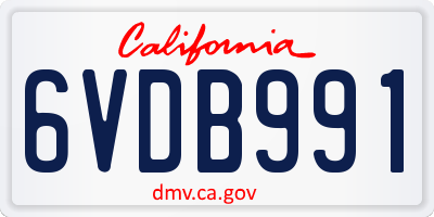 CA license plate 6VDB991