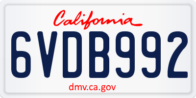 CA license plate 6VDB992