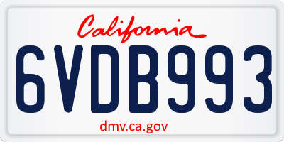 CA license plate 6VDB993