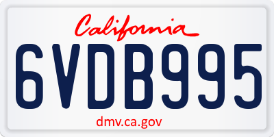 CA license plate 6VDB995