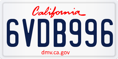 CA license plate 6VDB996