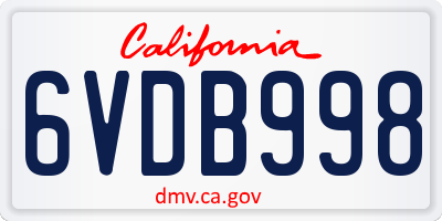 CA license plate 6VDB998