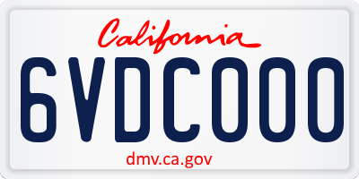 CA license plate 6VDC000