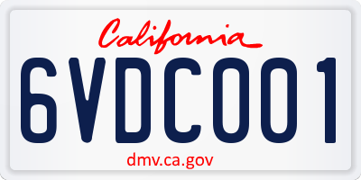 CA license plate 6VDC001