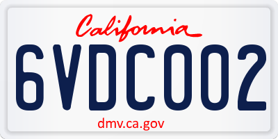CA license plate 6VDC002