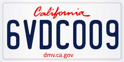 CA license plate 6VDC009