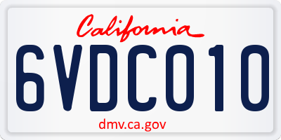 CA license plate 6VDC010