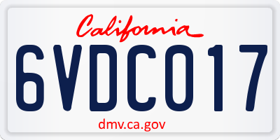 CA license plate 6VDC017